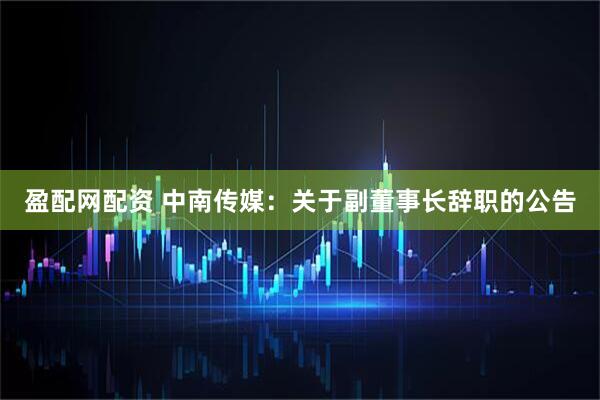 盈配网配资 中南传媒：关于副董事长辞职的公告